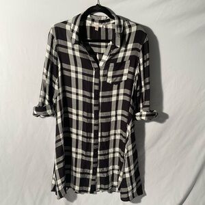 Como Vintage Monochrome Checkered Blouse